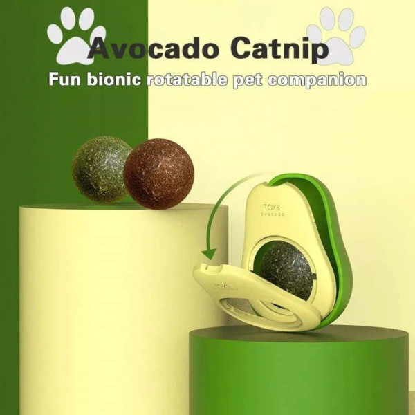 Color: pink - Pet Toy Can Be Rotated Fun Self-hey Catnip Cat Toy Avocado Shape Catnip Cat Toys