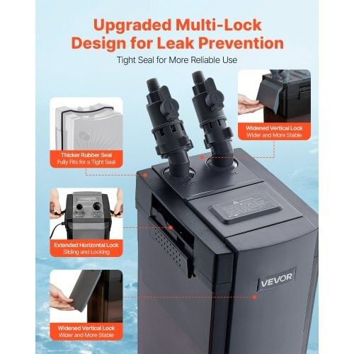 396GPH Canister Filter, 4-Stage External Aquarium Filter with Powerful Pump, Water Circulation Clea