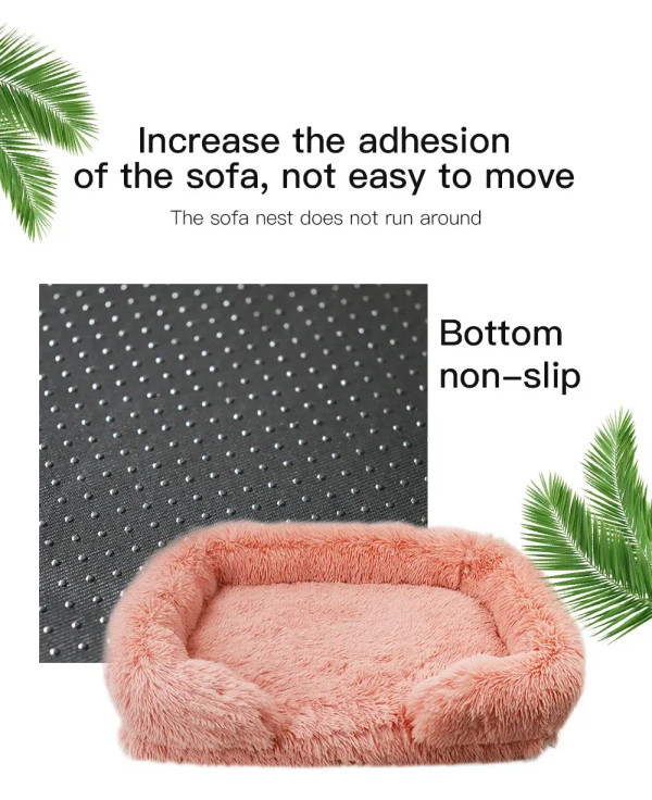 Color: Silver, Size: M - New Large Dog Bed Dog Plush Pet Bed Winter Thickened Pad Dog Sleeping Bed 