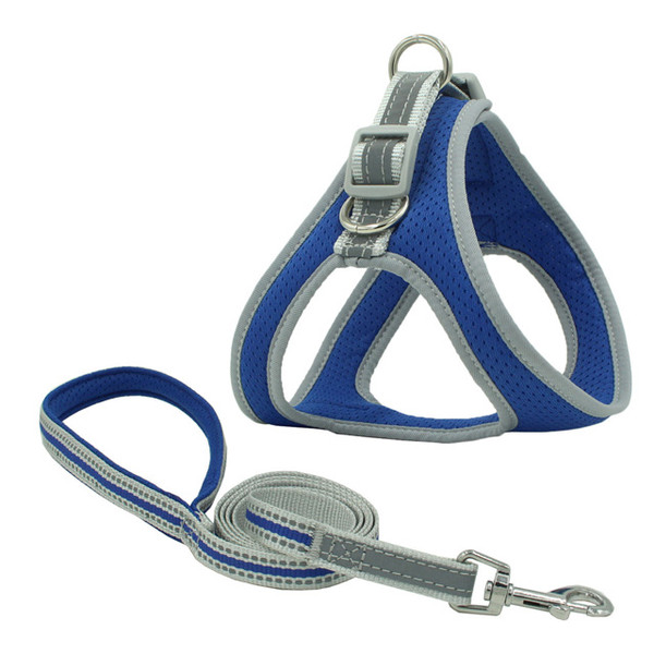 Color: Blue, Size: S - New pet chest harness vest type traction rope