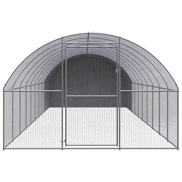 Chicken Coop Silver and Silver Gray Galvanized Steel Large