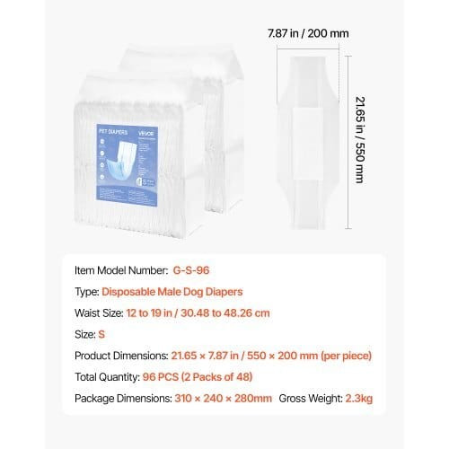 Disposable Male Dog Diapers, Super Absorbent Male Dog Wraps, 360 ?° Leak-Proof Belly Bands with Wet