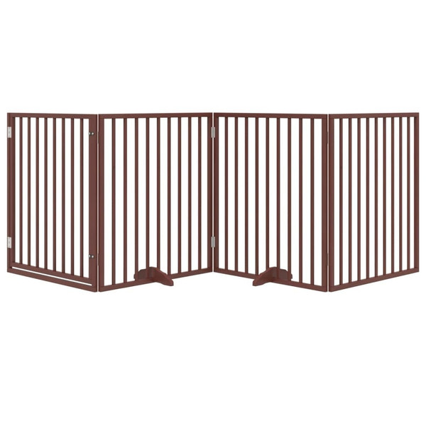 Dog Gate Set of 4 Brown Poplar Wood 126 in total length