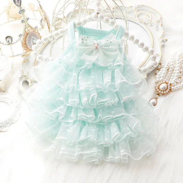 Color: Green, Size: XS, Ships From: CHINA - Summer Princess dog Dress for Little Small Puppies pet 
