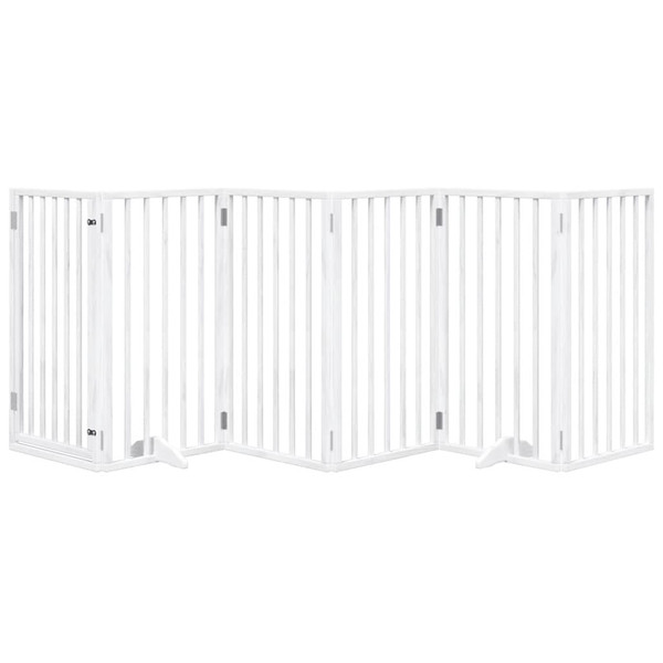 Dog Gate Set of 6 White Poplar wood 118.1 in long Foldable