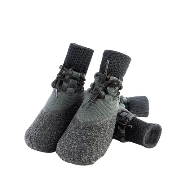 Color: WHITE, Size: XXL - 4Pcs Fashion Non-slip Outdoor Solid Color Dog Shoes Waterproof Knitted Do