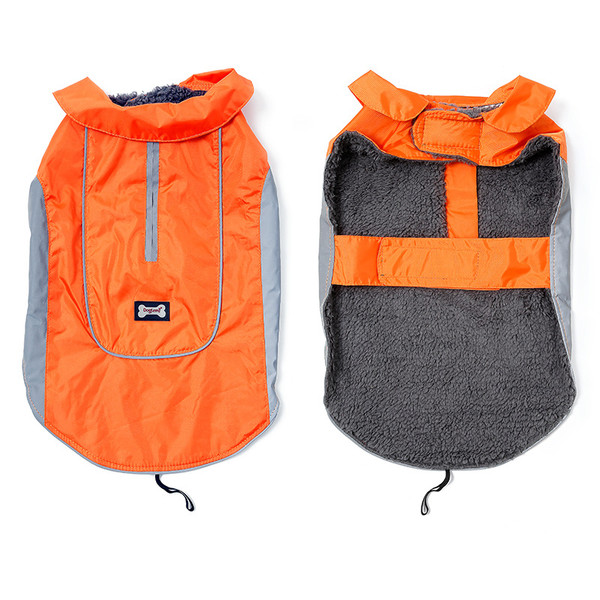 Color: Orange, Size: M - Pet sports clothes pet winter jacket vest, big dog waterproof warm clothing