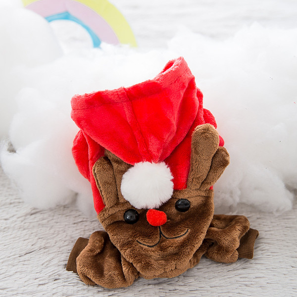 Color: Red Elk, Size: S - Pet hooded sweater