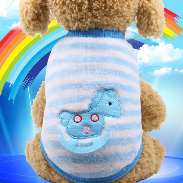 Color: Stripe Trojan, Size: L - Flannel warm pet clothes