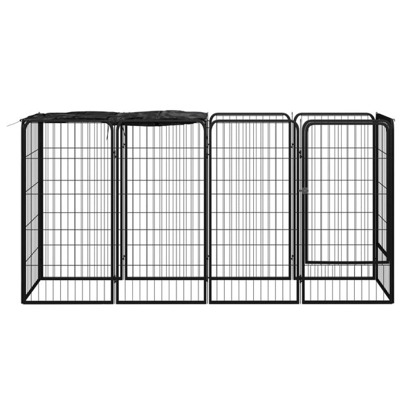 Dog Playpen Black Powder-coated steel, Polyethylene