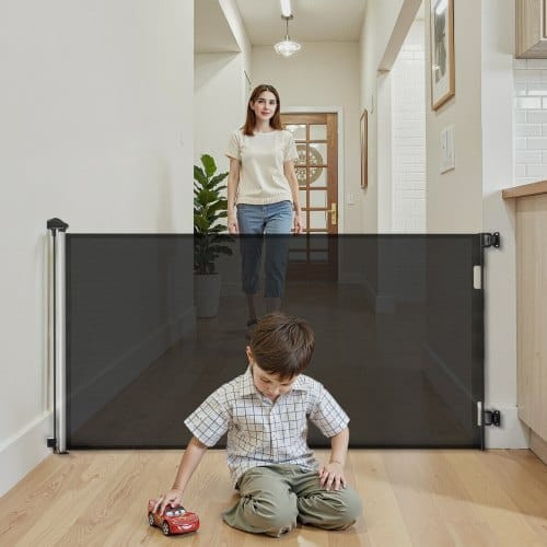 Retractable Baby Gate, Extends to 72.8 inch Wide, 38.5 inch Tall, with Security Lock, Easy to Use, 