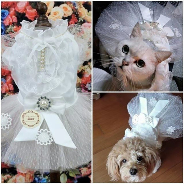 Color: A5A, Size: L - Various Luxury Princess Pet Dog Wedding Dress Cat Dress Puppy Skirt Clothes P