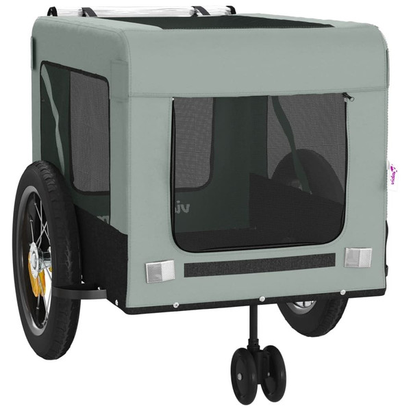 Pet Bike Trailer Grey and Black Oxford Fabric, Iron, PVC Medium