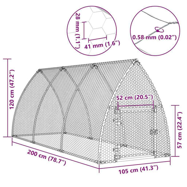 Chicken Cage Silver Galvanized Steel Large Durable Chicken Cage