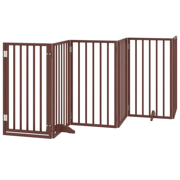 Dog Gate Set of 6 Brown Poplar Wood 118.1 in total length
