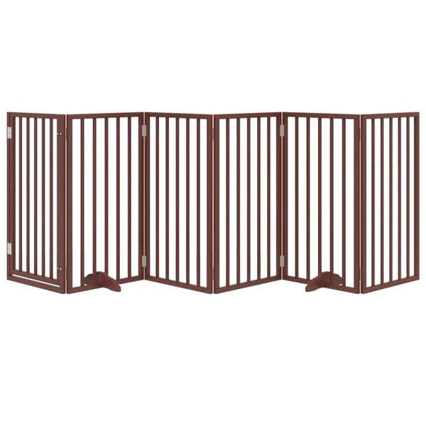 Dog Gate Set of 6 Brown Poplar Wood 118.1 in total length