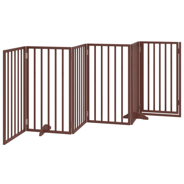 Dog Gate Set of 6 Brown Poplar Wood 118.1 in total length