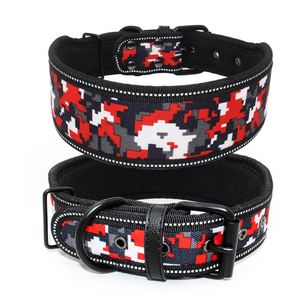 Color: Red camouflage, Size: 120x1.5cm - Reflective Pet Collar Medium And Large Dog Collar Printed 