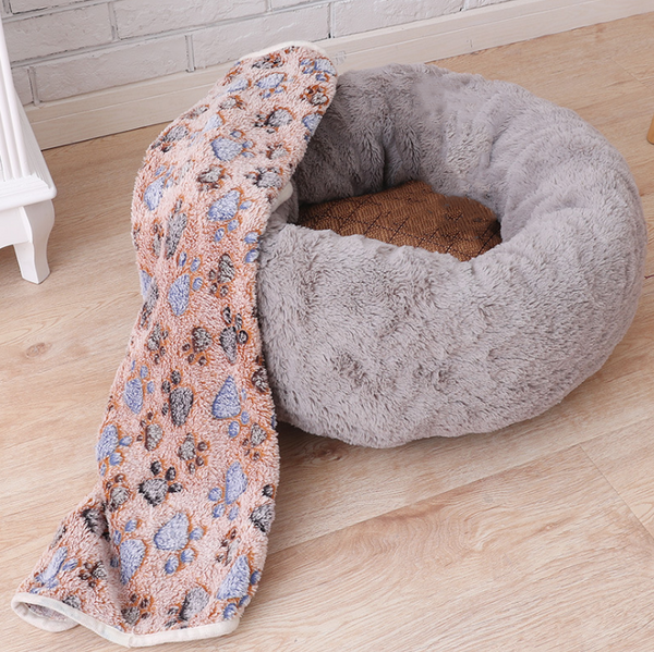 Color: Dark grey 4pc suit, format: S - Pet Bed & Blanket