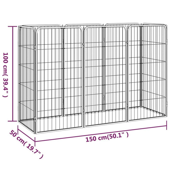 Dog Playpen Black Powder-coated steel