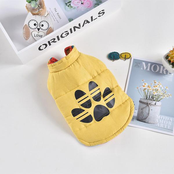 Color: Yellow, Size: 5L - Reversible French Bulldo G Jacket Down Jacket Pet Clothing