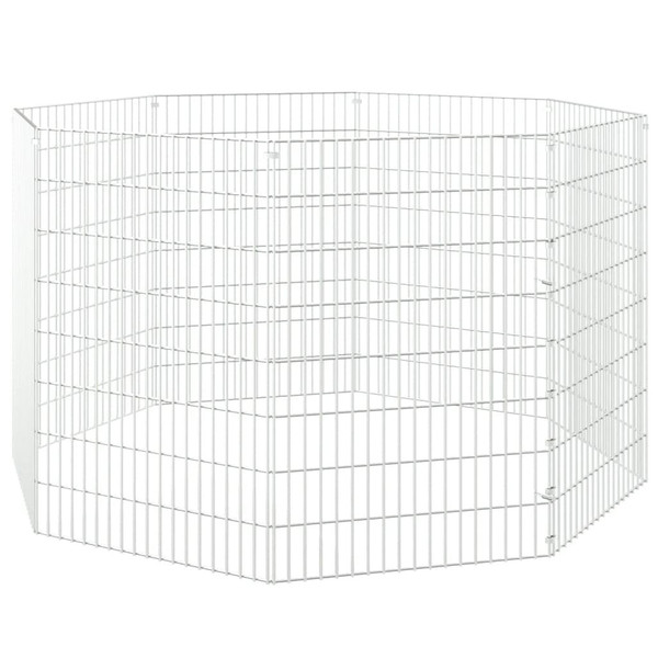 Animal Enclosure Silver Galvanized Iron 8 Panels Adjustable