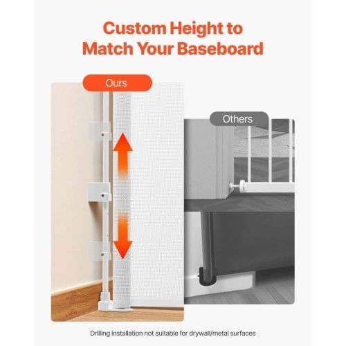 Retractable Baby Gate, Extends to 57 inch Wide, 38.5 inch Tall, with Security Lock, Easy to Use, Wa