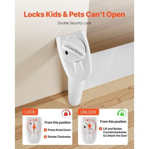 Retractable Baby Gate, Extends to 57 inch Wide, 38.5 inch Tall, with Security Lock, Easy to Use, Wa