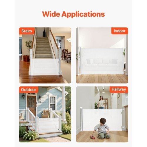 Retractable Baby Gate, Extends to 57 inch Wide, 38.5 inch Tall, with Security Lock, Easy to Use, Wa