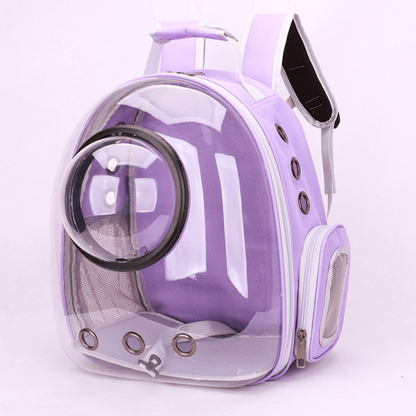 Color: Purple, style: Transparent - Space Capsule Pet Out Bag Portable Backpack Breathable Cat Bag 