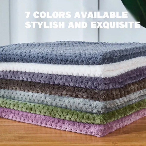 Color: Green, Size: XL - Soft Pet Blanket Plush Dog Sleeping Blanket Solid Color Washable Sofa Pad 