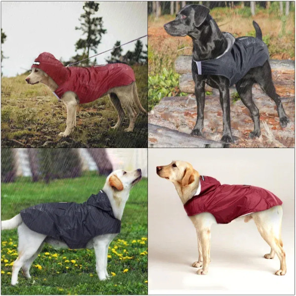 Color: WHITE, Size: 6XL - Dog Raincoat Waterproof Hoodie Jacket Rain Poncho Pet Rainwear Clothes wi