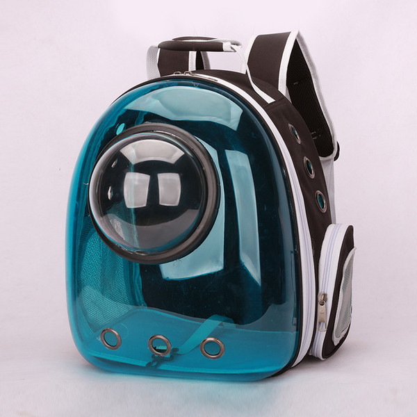 Color: Light Blue, style: Transparent black circle - Space Capsule Pet Out Bag Portable Backpack Br