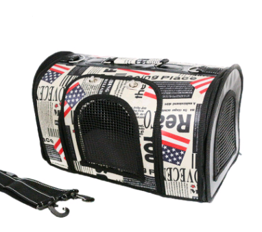 Color: American flag, Size: M - Pet dog backpack dog out portable folding bag breathable gas travel