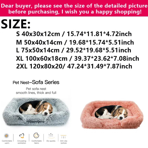 Color: Silver, Size: XXL - New Large Dog Bed Dog Plush Pet Bed Winter Thickened Pad Dog Sleeping Be