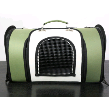Color: Army green white, Size: M - Pet dog backpack dog out portable folding bag breathable gas tra