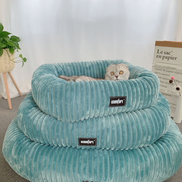 Color: Sky Blue, Size: M - Warm Dog Bed Teddy Border Shepherd Small, Medium And Large Dog Thick And