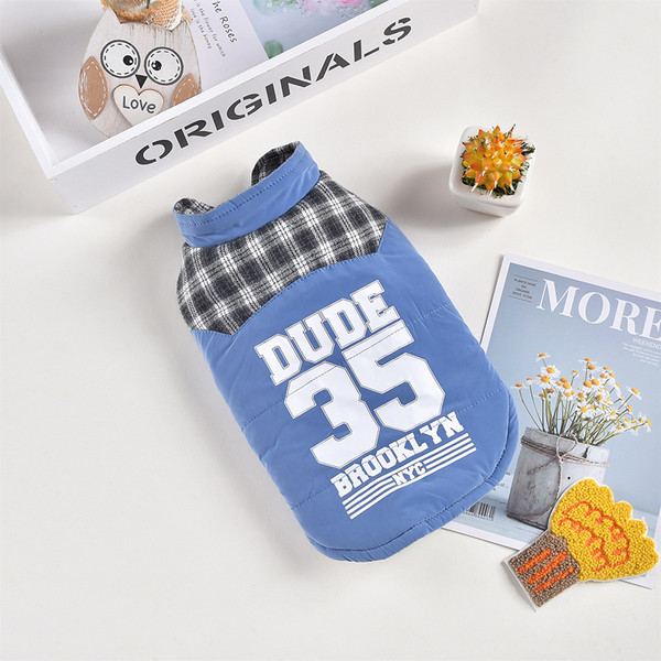 Color: Blue, Size: 3L - New Teddy Pet Plaid Vest Jacket For Autumn And Winter
