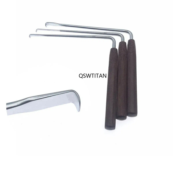 Color: Red - Nerve Root Hook Retractor with wooden handle brain Bone Retractor Stainless Steel nerv