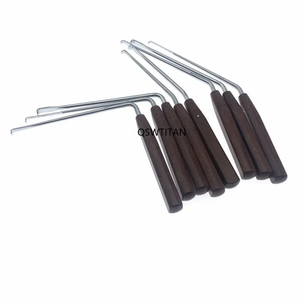 Color: Red - Nerve Root Hook Retractor with wooden handle brain Bone Retractor Stainless Steel nerv