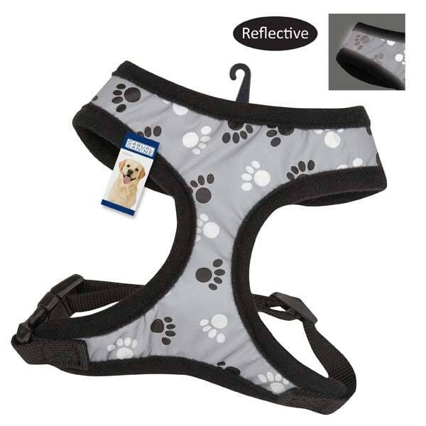 Casual Canine Reflective Pawprint Dog Harnesses M