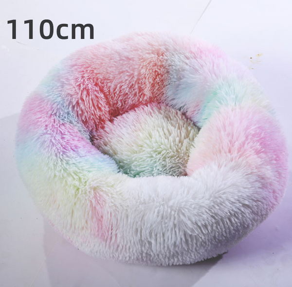 Color: Rainbow - Cotton Pet Bed Winter Warm Sleeping Bed For Dogs Kennel Dog Round Cat Long Plush P
