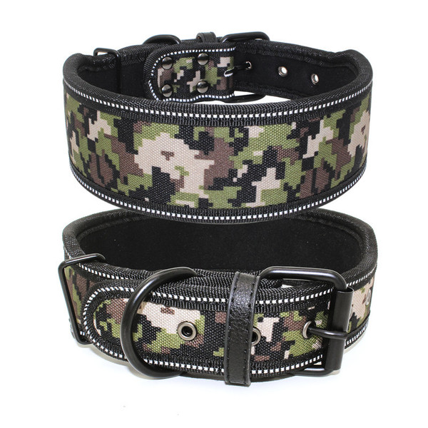 Color: Army green camouflage, Size: 120x2.0cm - Reflective Pet Collar Medium And Large Dog Collar P