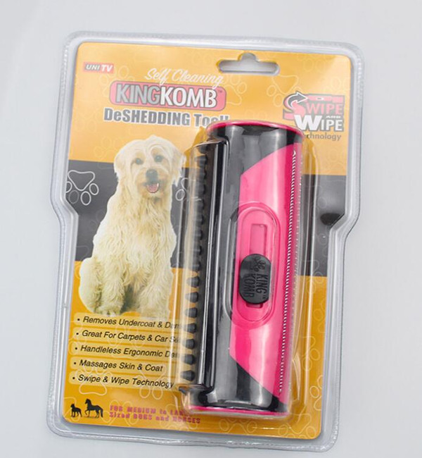 format: Good package, Color: Pink - Pet Dog Hair Comb Lint Roller Dog Cat Puppy Cleaning Brush Cats