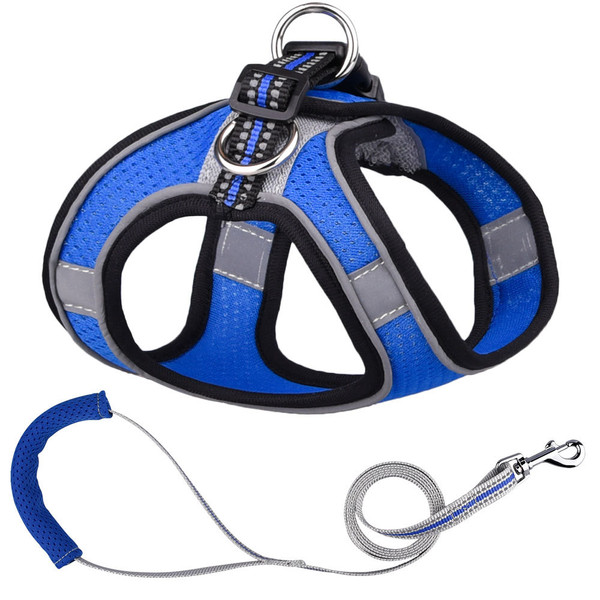Color: Mesh blue, Size: L - Small Dog Vest Type Traction Rope