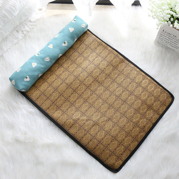 Color: 3style, Size: M - Summer Rattan Pet Mat Pillow Cushion Cooling Cat Litter Mat Ice Pad