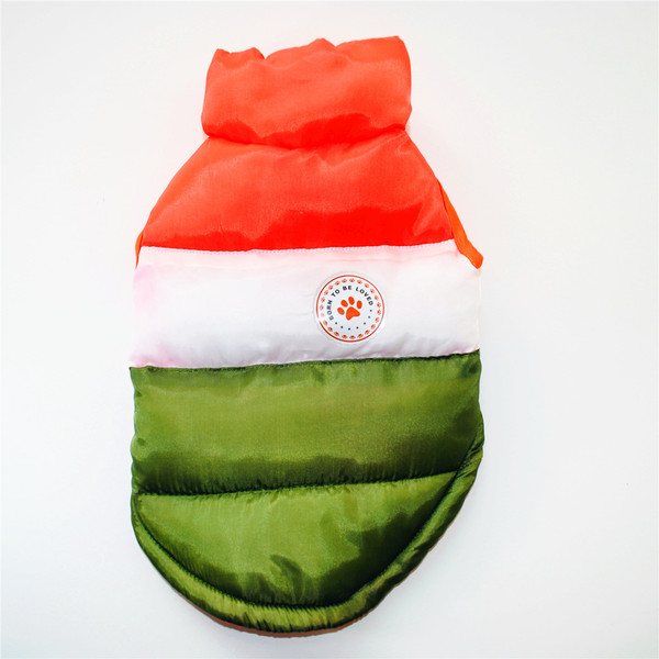 Color: Green red, Size: XXL - Winter dog color matching padded jacket