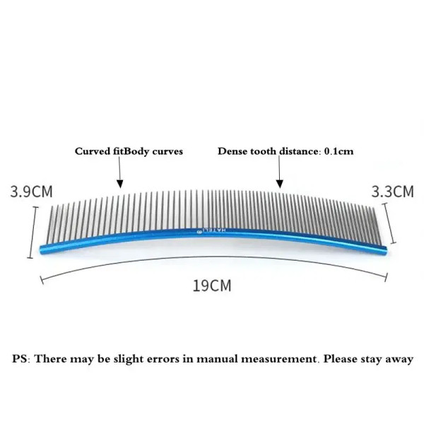 Color: Burgundy, Size: XS - Pet Curved Comb Stainless Steel Combs Professional Pet Grooming Comb De