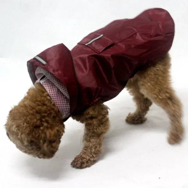 Color: Red, Size: XXL - Dog Raincoat Waterproof Hoodie Jacket Rain Poncho Pet Rainwear Clothes with