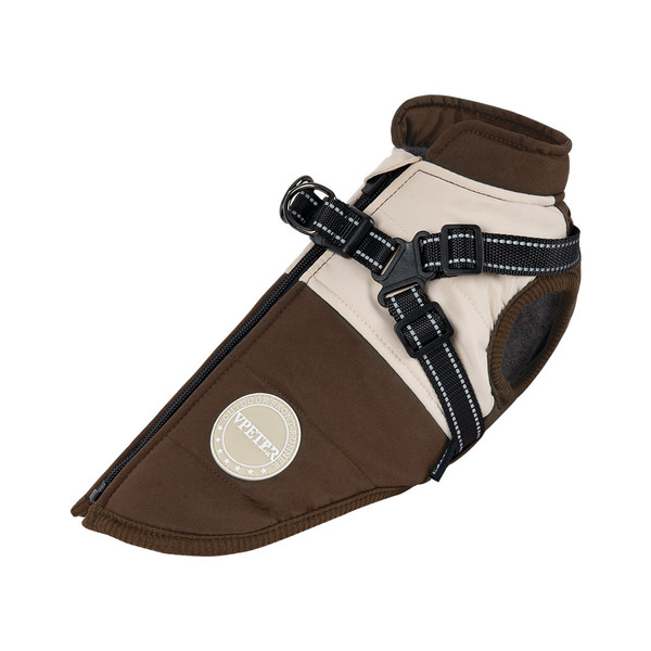 Color: Brown, Size: M - Dog Cold-proof Vest Pet Clothes